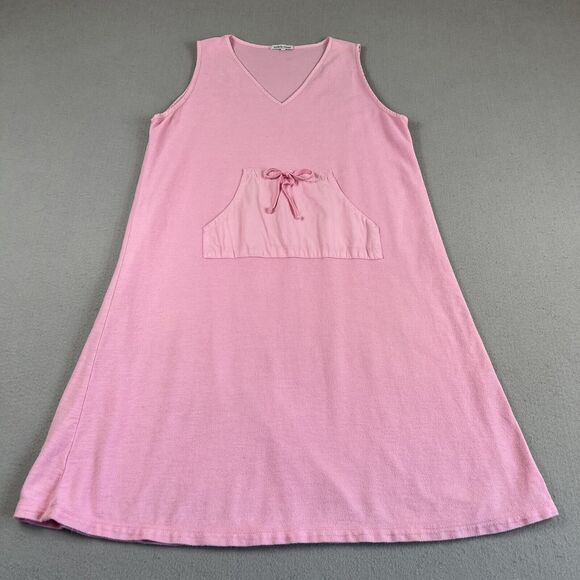 Subtle Tones Dresses & Skirts - Subtle Tones Pink Cotton‎ Terry V Neck Sleeveless Kangaroo Pocket Midi Dress M